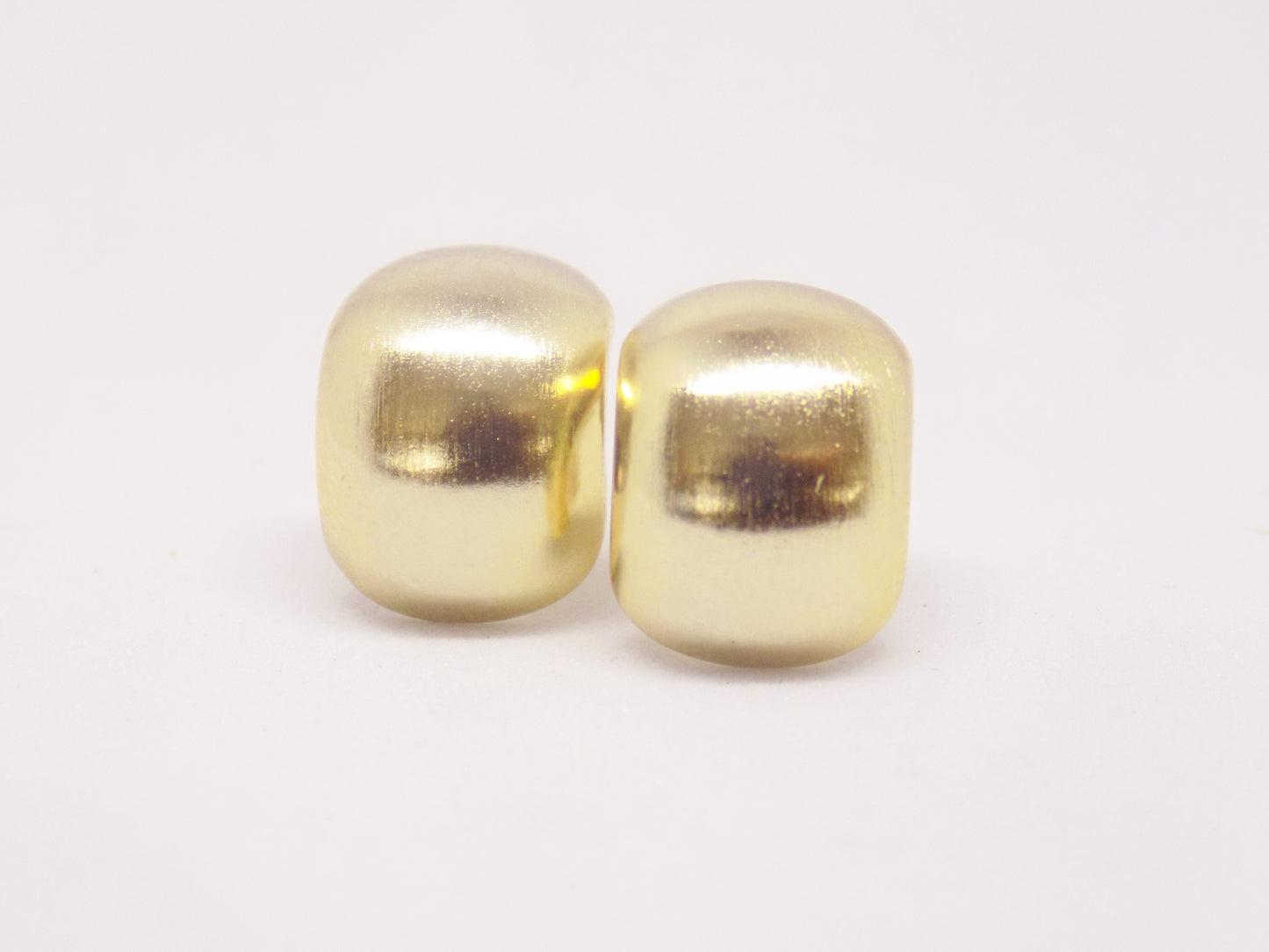Handmade 14K gold plated smooth circular minimalist stud earring, crafted for timeless elegance at GeorgiaReneeBoutique.