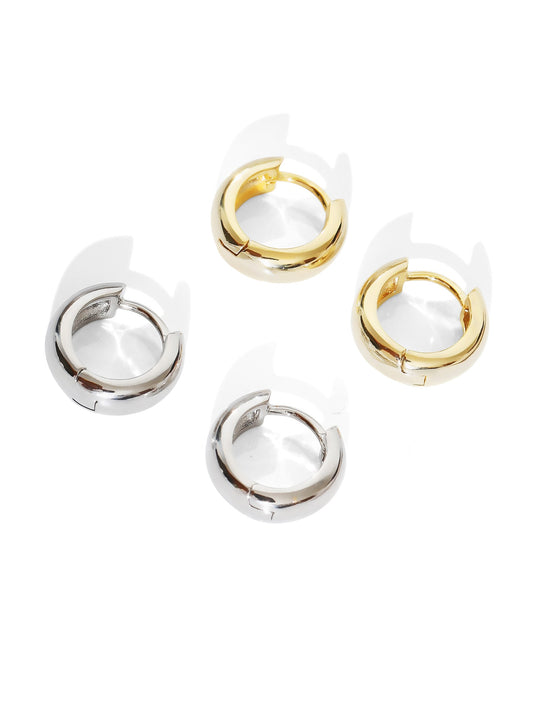 Handmade 14K gold plated geometric minimalist huggie earring, perfect for modern elegance at GeorgiaReneeBoutique.