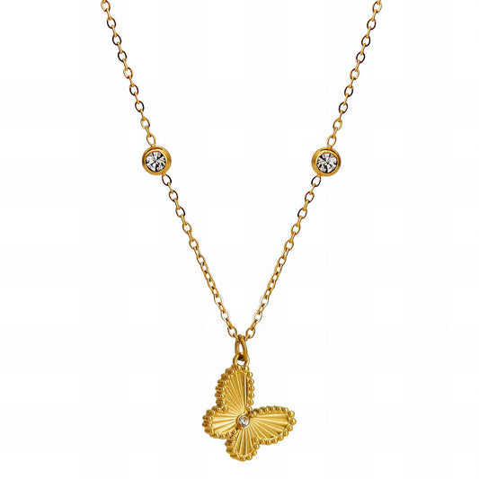 Handmade 18K gold plated butterfly necklace with elegant pendant, crafted for timeless charm at GeorgiaReneeBoutique.