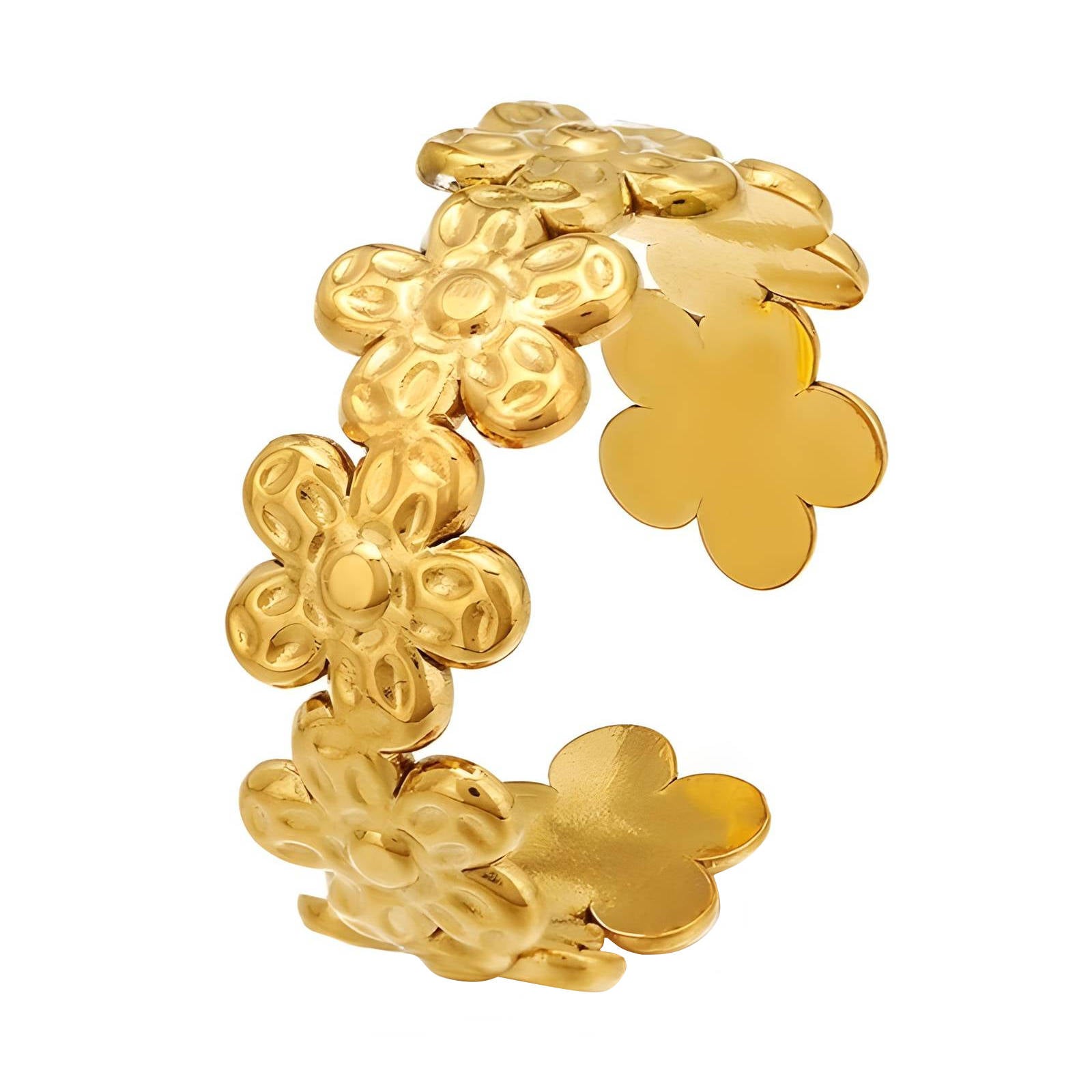 Handmade 18K gold plated flowers ring with elegant floral design, crafted for timeless charm at GeorgiaReneeBoutique.