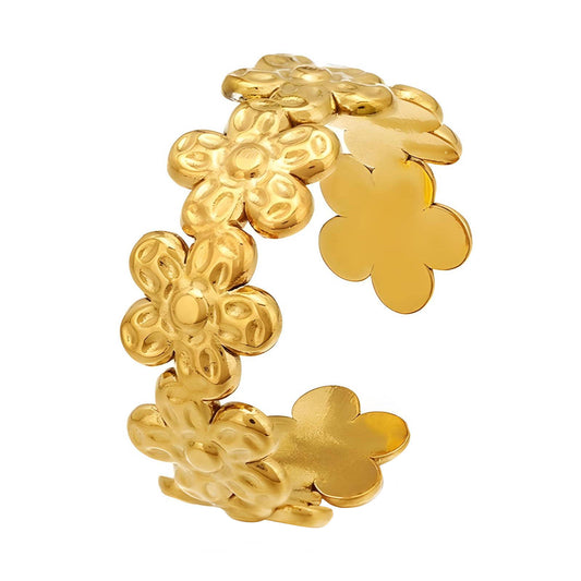 Handmade 18K gold plated flowers ring with elegant floral design, crafted for timeless charm at GeorgiaReneeBoutique.