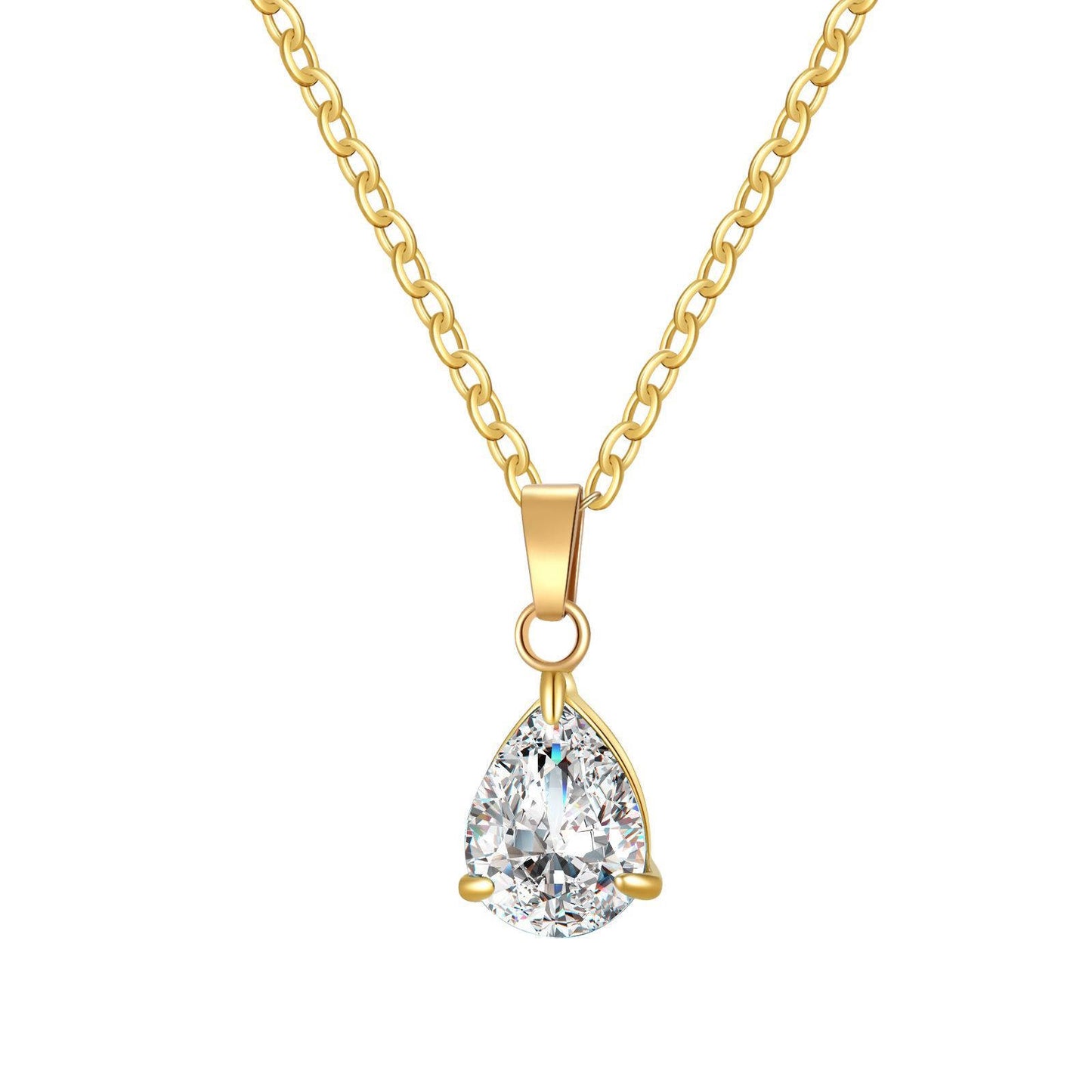 Handmade 18K gold plated pear drop necklace with elegant pendant, crafted for timeless style at GeorgiaReneeBoutique.