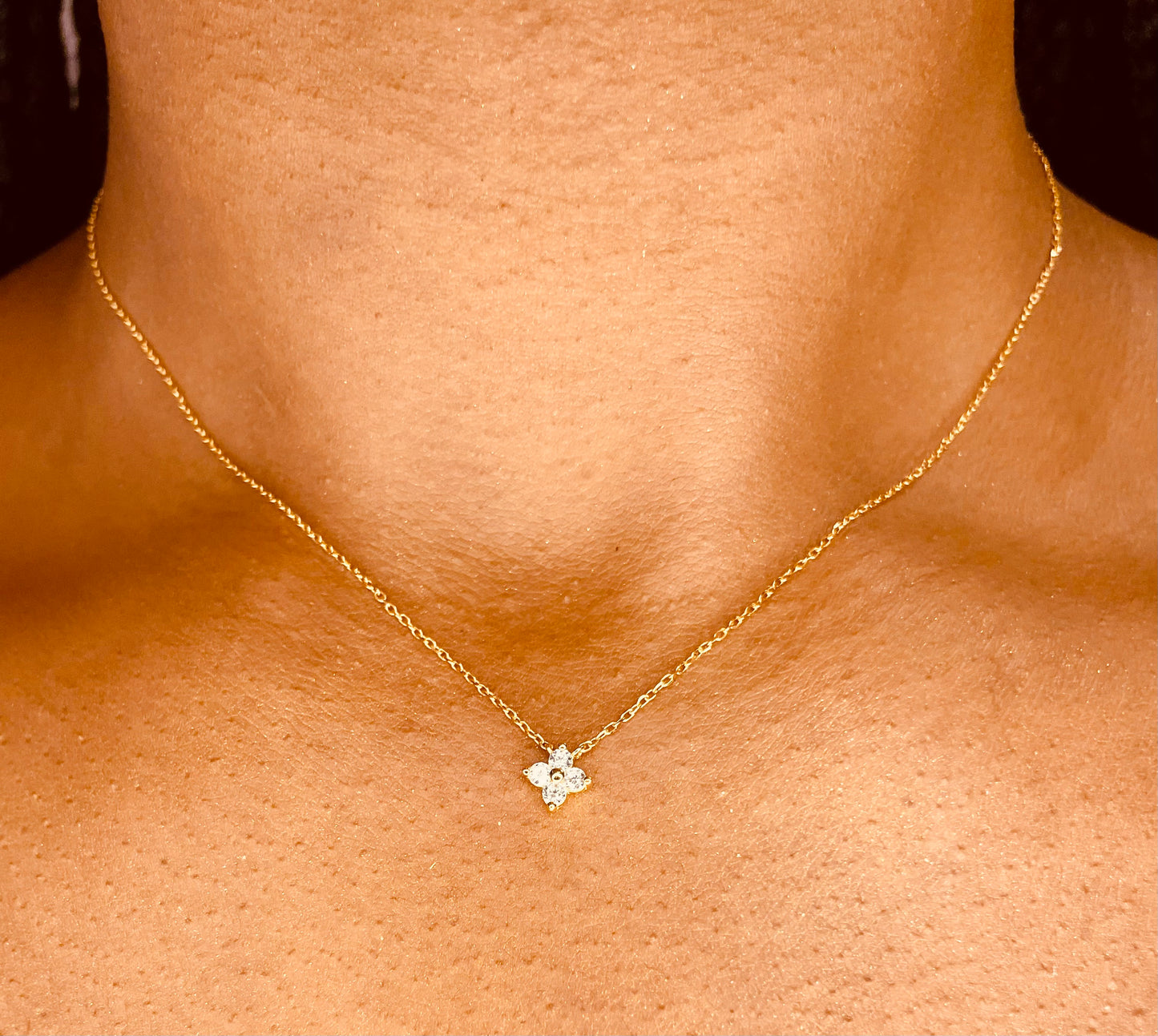 Single Four Leaf 18k Gold Plated 925 Sterling Silver Necklace