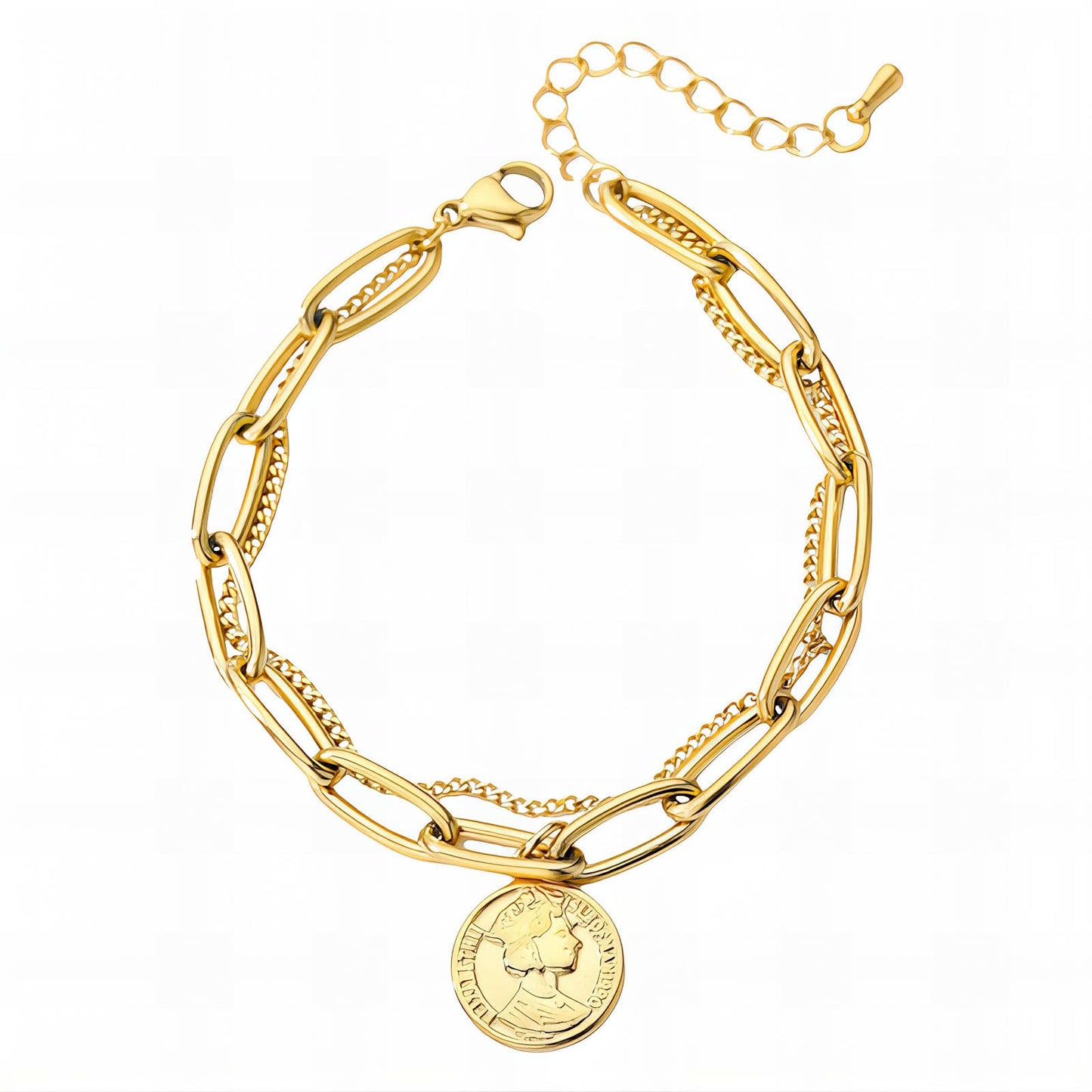 Handmade 18K gold plated coin bracelet with elegant design, crafted for timeless style at GeorgiaReneeBoutique.