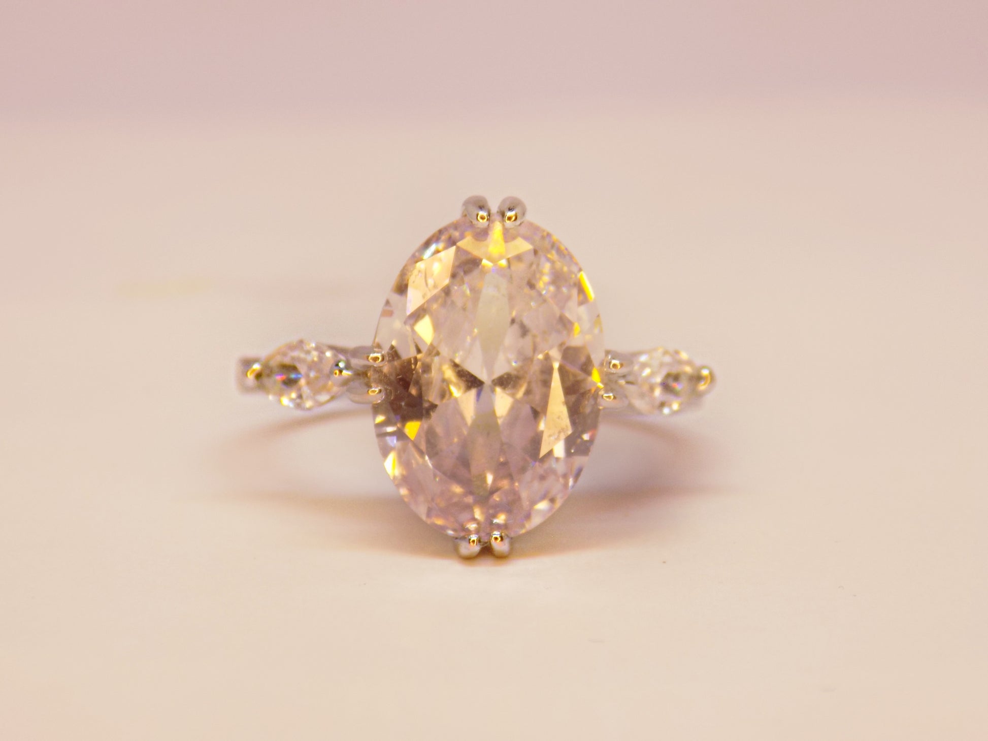 Close-up of the Lola tarnish-proof ring, showcasing intricate 18K gold plated details for lasting sophistication.