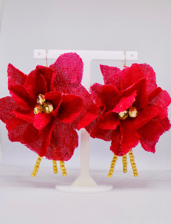 Handmade Lolita 18K gold vermeil drop earrings with vibrant floral design, crafted for elegance at GeorgiaReneeBoutique.