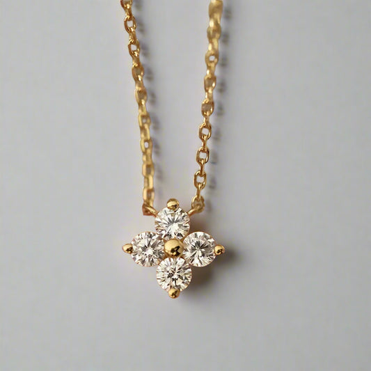 Handmade Single Four Leaf 18K gold plated 925 sterling silver necklace with elegant four-leaf clover pendant for timeless luck.