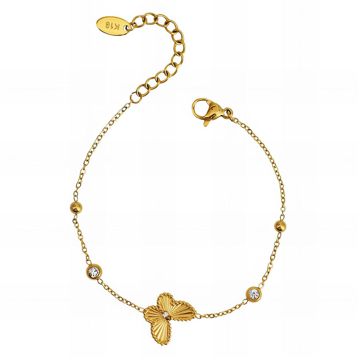Handmade 18K gold plated butterfly bracelet with elegant design, crafted for timeless charm at GeorgiaReneeBoutique.