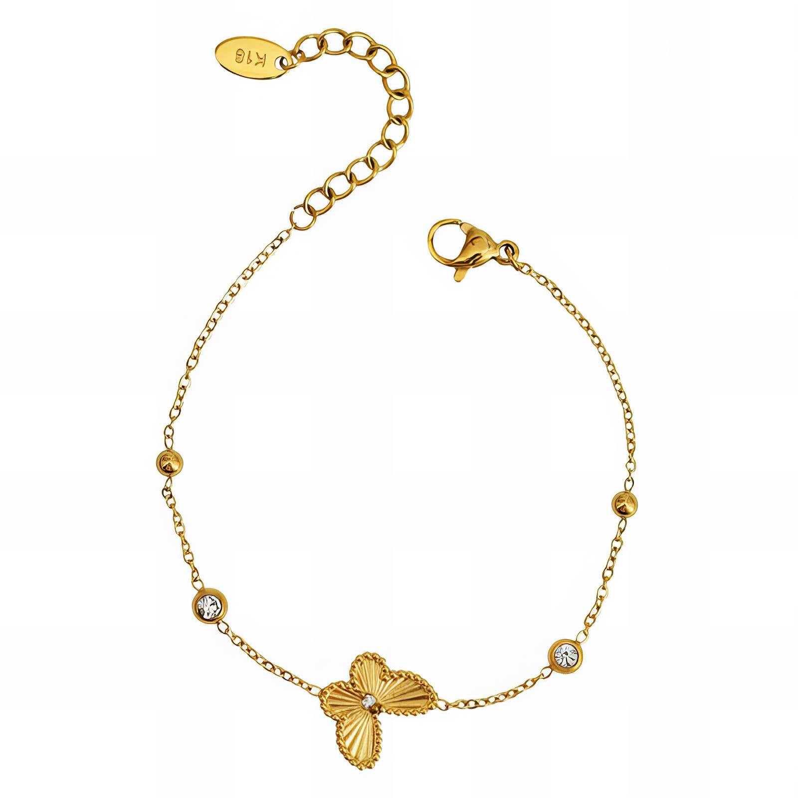 Handmade 18K gold plated butterfly bracelet with elegant design, crafted for timeless charm at GeorgiaReneeBoutique.