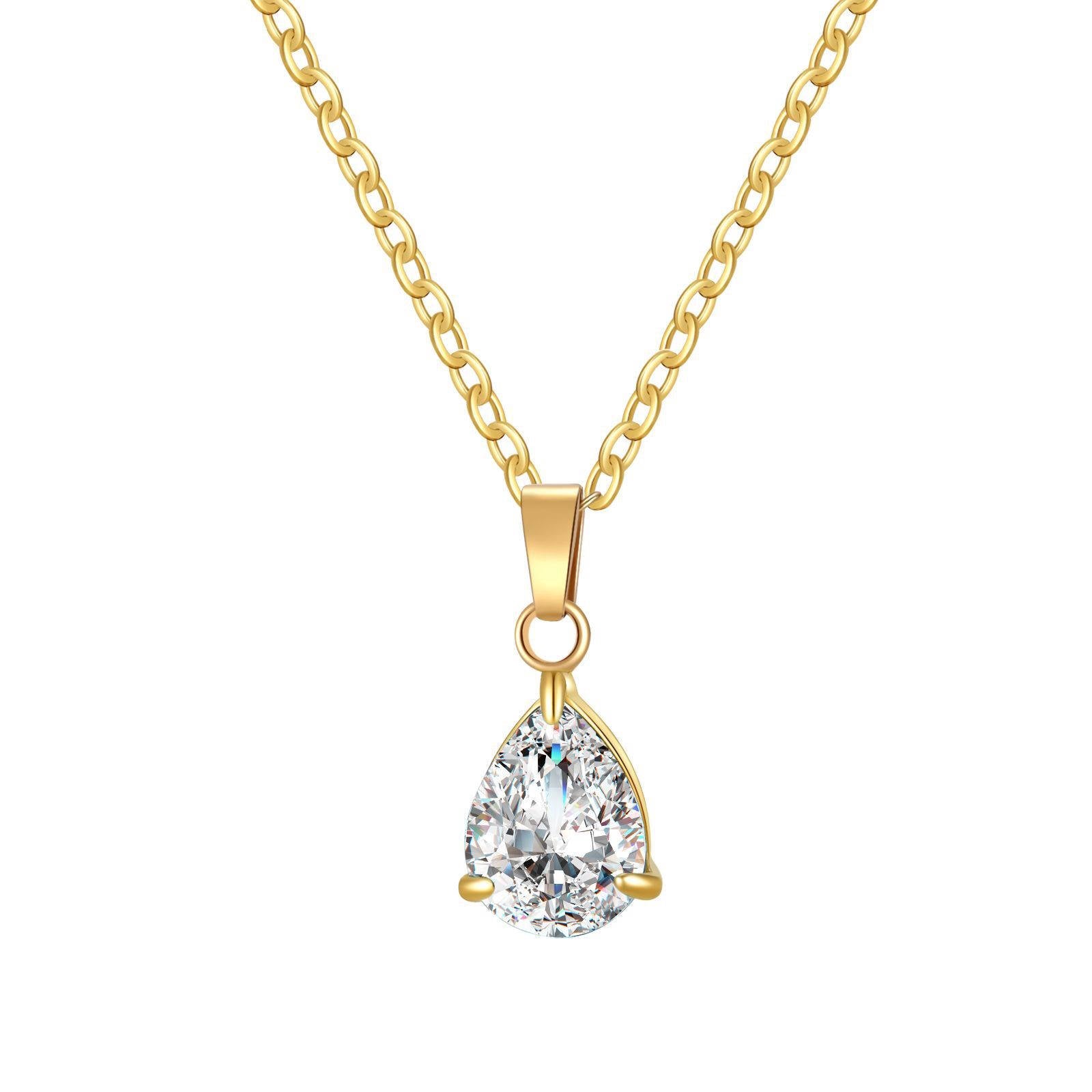 Handmade 18K gold plated pear drop necklace with elegant pendant, crafted for timeless style at GeorgiaReneeBoutique.