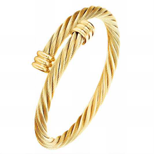 Rope Bangle Bracelet 18K Gold Plated Steel
