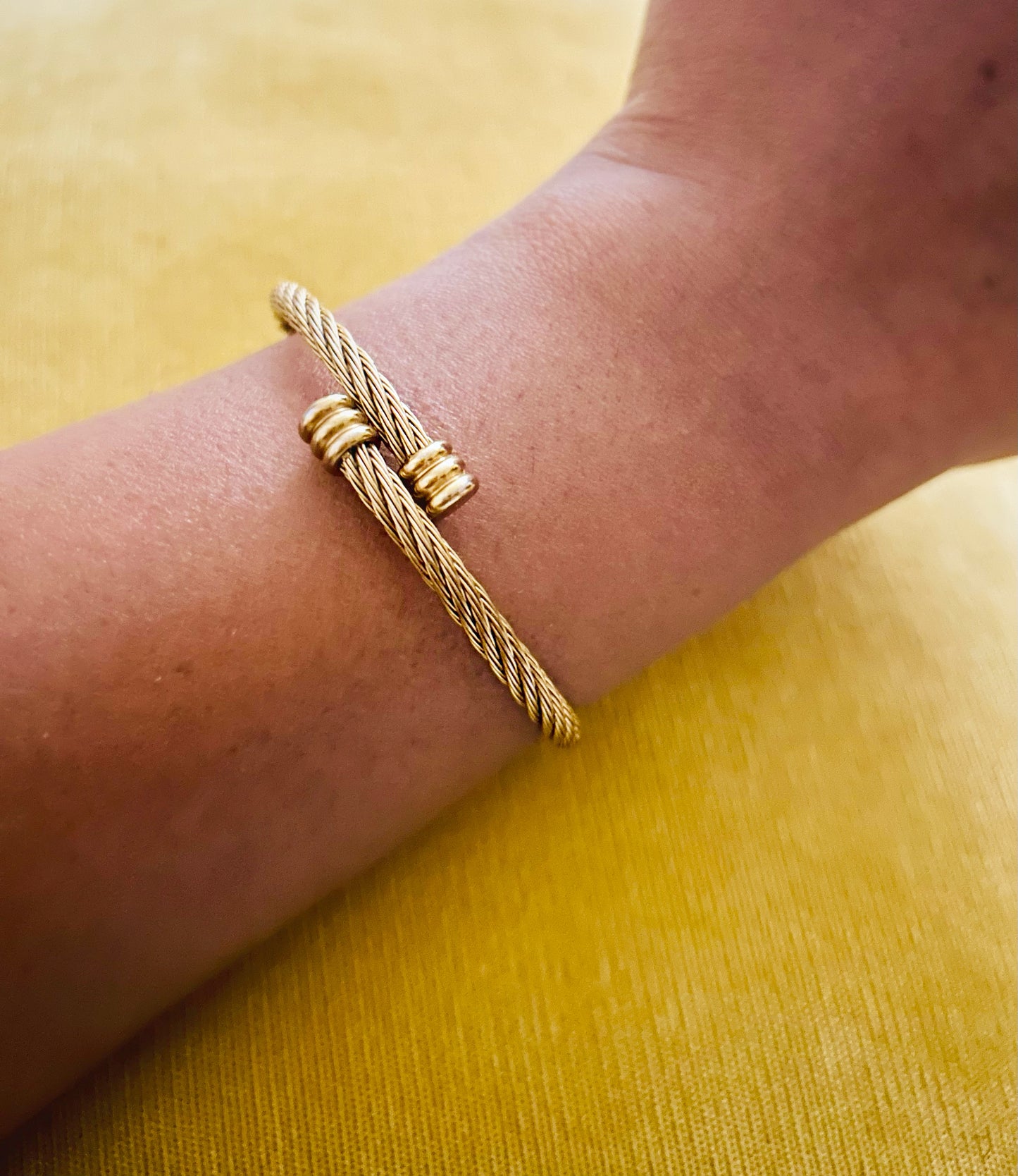 Rope Bangle Bracelet 18K Gold Plated Steel