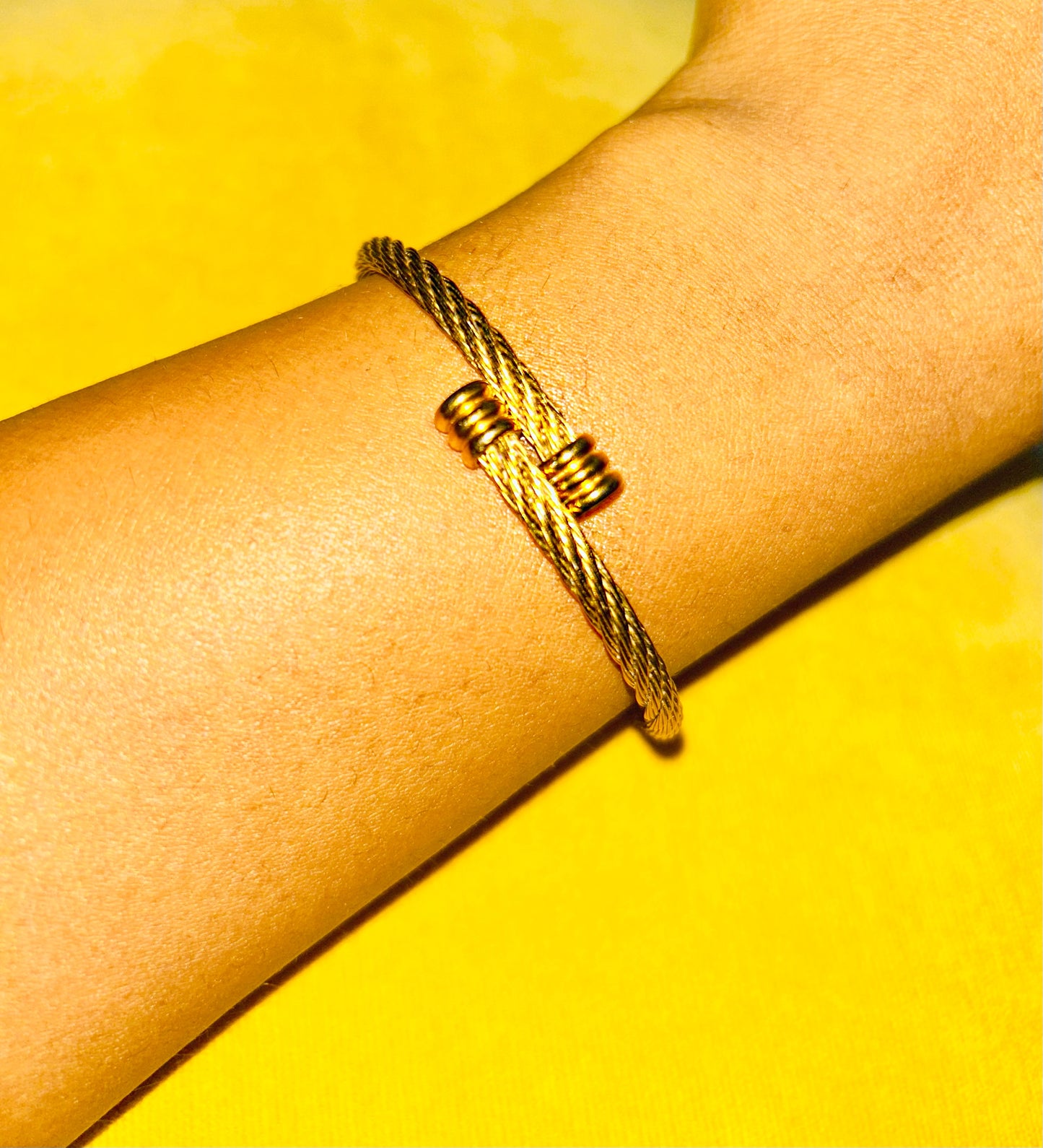 Rope Bangle Bracelet 18K Gold Plated Steel