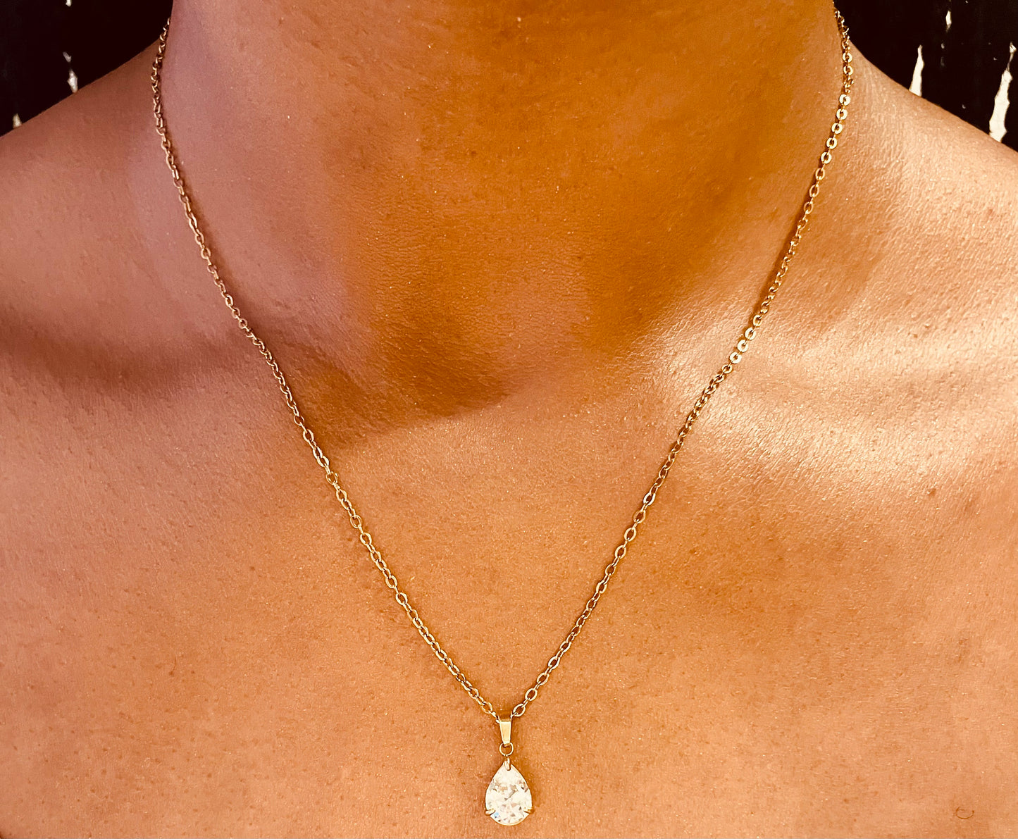Pear Drop Necklace, 18K Gold Plated